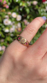 Antique Edwardian Ruby & Diamond Starburst Gypsy Ring