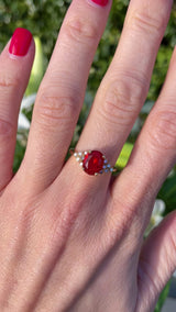 Vintage 1987 Fire Opal & Diamond 18ct Gold Ring