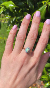 Vintage 1986 Opal & Diamond 18ct Gold Platinum Ring