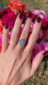 Vintage 1997 Opal & Diamond 18ct Gold Cluster Engagement Ring (1.86cts)