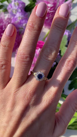 Victorian Sapphire & Old-Mine-Cut Diamond 18ct Gold Cluster Ring