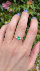Emerald & Diamond 18ct Gold Oval Three-Stone Engagement Ring (0.60ct)