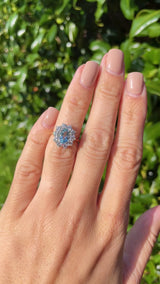 Vintage 1998 Aquamarine & Diamond Cluster Engagement Ring