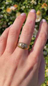 Edwardian Diamond 18ct Gold Three-Stone Starburst Gypsy Ring