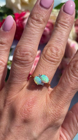 Vintage 1988 Opal & Diamond 18ct Gold Two-Stone Crossover Ring