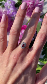 Vintage 1966 Ruby & Diamond 18ct Gold & Platinum Cluster Ring