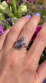 Art Deco 1920s Opal & Diamond Platinum Ring