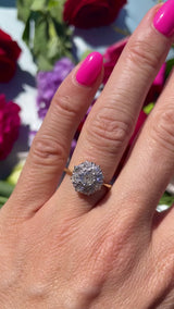 Vintage 1989 Old-Mine-Cut Diamond 18ct Gold Cluster Ring (1.13cts)