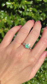 Antique Style Natural Emerald & Diamond Gold Engagement Ring