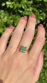 Natural Emerald & Diamond 18ct Gold Three-Stone Ring