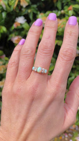 Antique Edwardian Opal & Old Cut Diamond 18ct Gold Ring