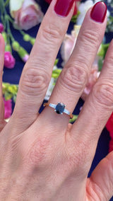 Sapphire & Baguette-Cut Diamond 18ct Gold Engagement Ring