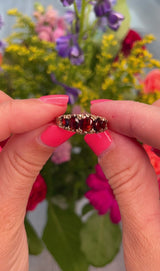 Victorian Style Garnet 9ct Gold Five Stone Ring