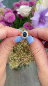 Art Deco Cabochon Sapphire & Diamond 18ct Gold Ring