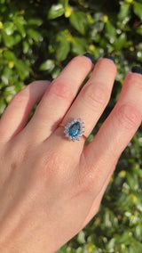 London Blue Topaz & Diamond Pear Shaped Cluster Ring