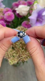 Vintage Sapphire & Diamond White Gold Daisy Ring