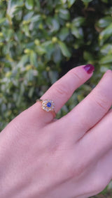 Antique Natural Sapphire & Rose Cut Diamond Cluster Ring