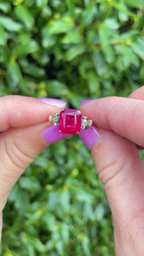 Vintage Austrian Synthetic Ruby & Diamond Dress Ring