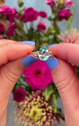 Oval Cut Blue Zircon 9ct Yellow Gold Solitaire Ring