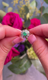 Vintage 1978 Emerald & Diamond Cluster Ring