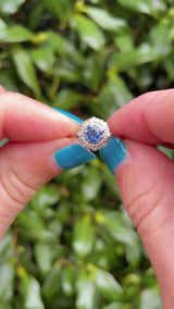 Vintage 1940s Natural Sapphire & Diamond Cluster Ring
