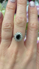Vintage Sapphire & Diamond 18ct White Gold Cluster Ring