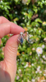 French Art Deco Sapphire Diamond 18ct Gold Earrings & Pendant