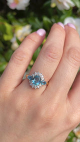 Vintage Aquamarine Diamond Cluster Ring by Cropp & Farr