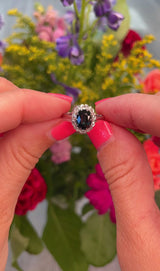 Vintage Sapphire & Diamond 18ct White Gold Cluster Ring
