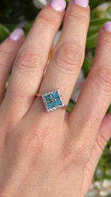 London Topaz & Diamond 9ct Gold Kite Cluster Ring