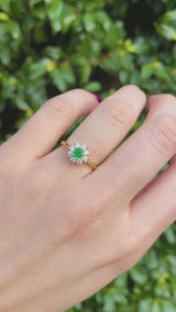 vintage emerald and diamond cluster engagement ring