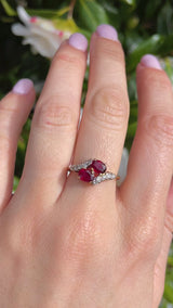 Vintage Ruby & Diamond 18ct Gold Crossover Ring