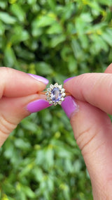 Vintage 1988 Purple Sapphire & Diamond Cluster Ring