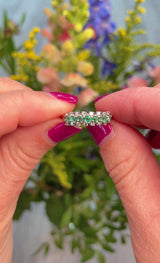 Vintage 1970s Emerald & Diamond White Gold Ring