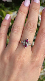 Art Deco Style Rhodolite Garnet & Diamond Ring