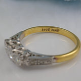 Ellibelle Jewellery ART DECO DIAMOND 18CT GOLD TRILOGY RING