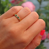 Ellibelle Jewellery Vintage Emerald & Diamond 18ct Yellow Gold Band Ring