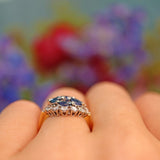 Ellibelle Jewellery Vintage Sapphire & Diamond Boat-Shaped Cluster Ring