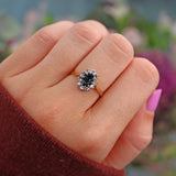 Ellibelle Jewellery Vintage 1960s Sapphire & Diamond 18ct Gold Cluster Ring