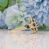 Ellibelle Jewellery VINTAGE SAPPHIRE & DIAMOND 9CT GOLD CLUSTER DRESS RING