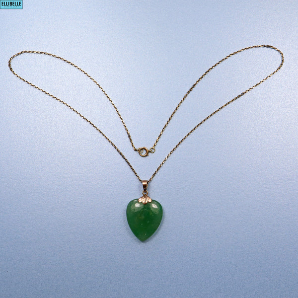 Ellibelle Jewellery VINTAGE 1960S GOLD JADE PENDANT NECKLACE