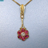Ellibelle Jewellery VINTAGE RUBY & DIAMOND 18CT GOLD PENDANT NECKLACE