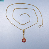 Ellibelle Jewellery VINTAGE RUBY & DIAMOND 18CT GOLD PENDANT NECKLACE