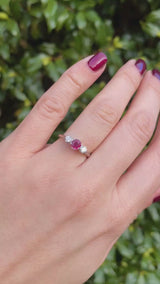 Ruby & Diamond 18ct White Gold Three Stone Engagement Ring