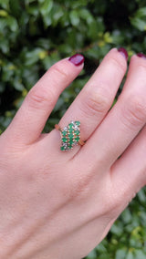 Vintage Emerald & Diamond 14k Gold Cluster Ring