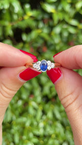 Vintage 1998 Sapphire & Diamond 18ct Gold Bezel Ring