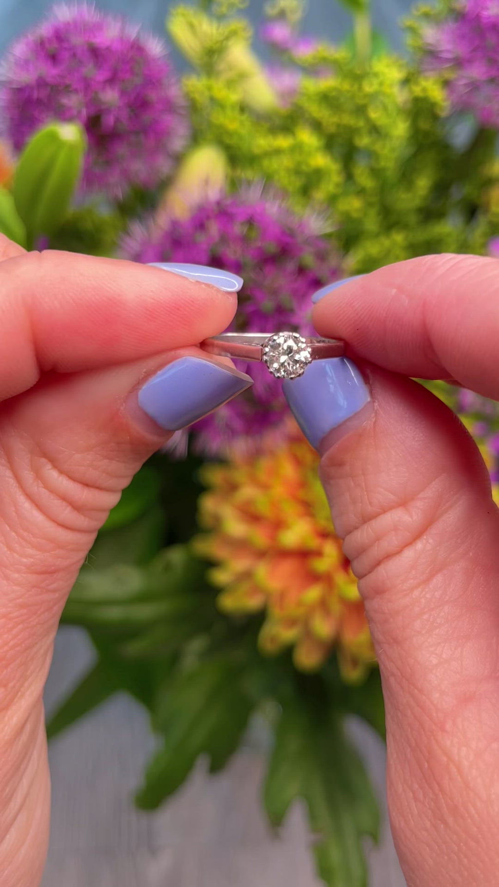 Art Deco Diamond & Platinum Trilogy Engagement Ring (0.65ct)