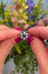 Sapphire & Diamond White Gold Cluster Ring
