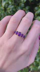 Antique Victorian Style Amethyst Five Stone Ring