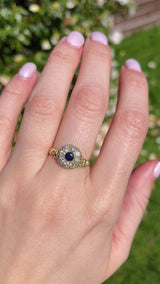 Vintage 1968 Sapphire & Diamond 18ct Gold Ring